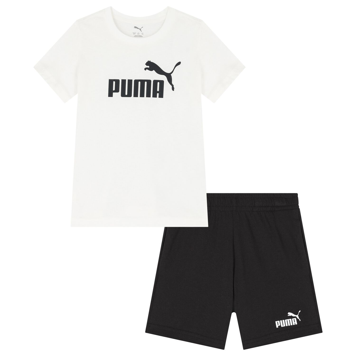 Boys White & Black Logo Shorts Set, 1, hi-res