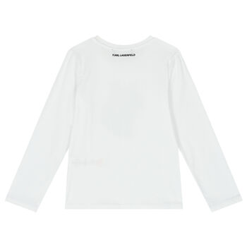 Girls White Choupette Long Sleeve Top