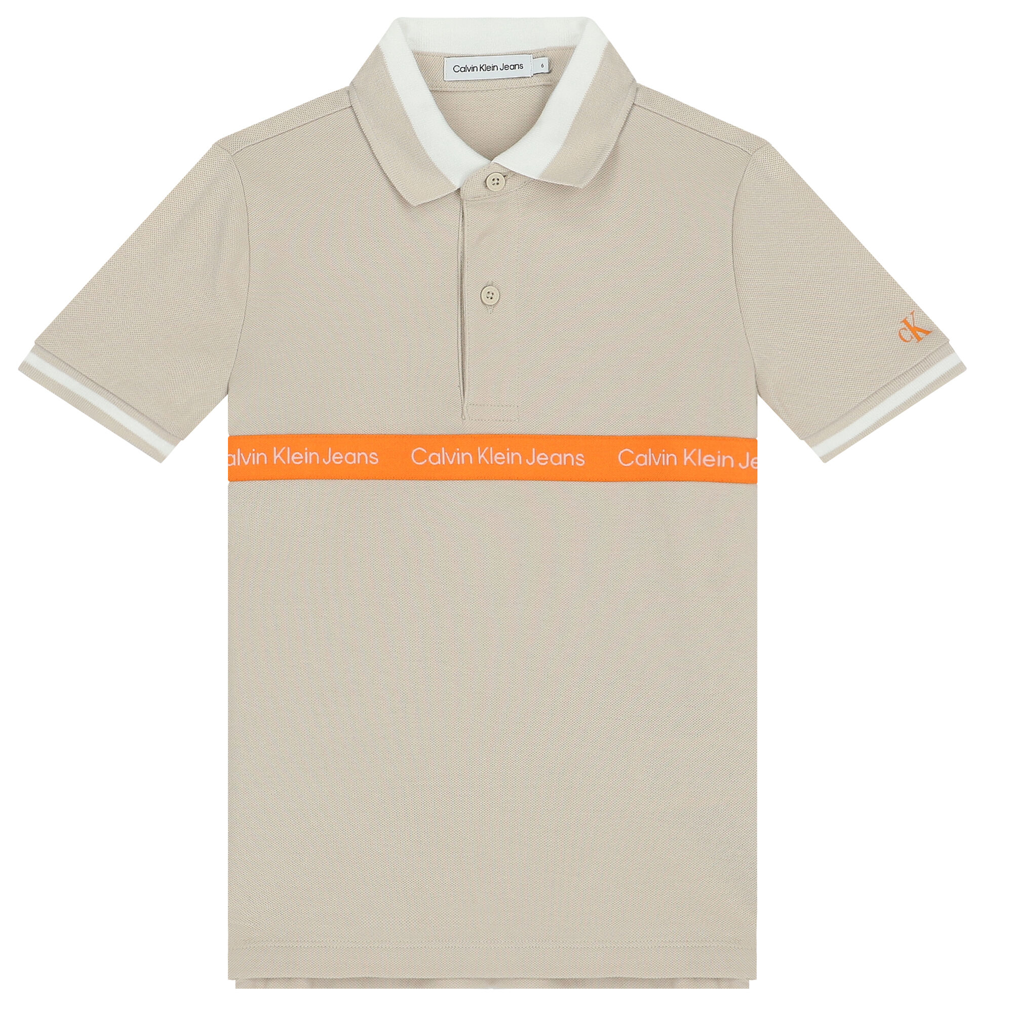Calvin Klein Boys Beige Logo Polo Shirt Junior Couture UAE