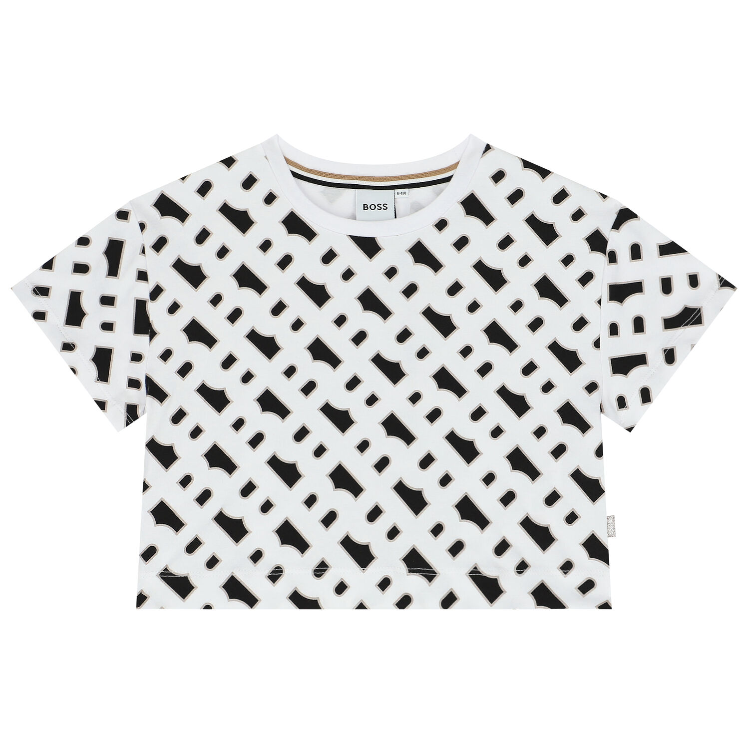 تيشيرت بنات بالشعار باللون الابيض, 1, hi-res