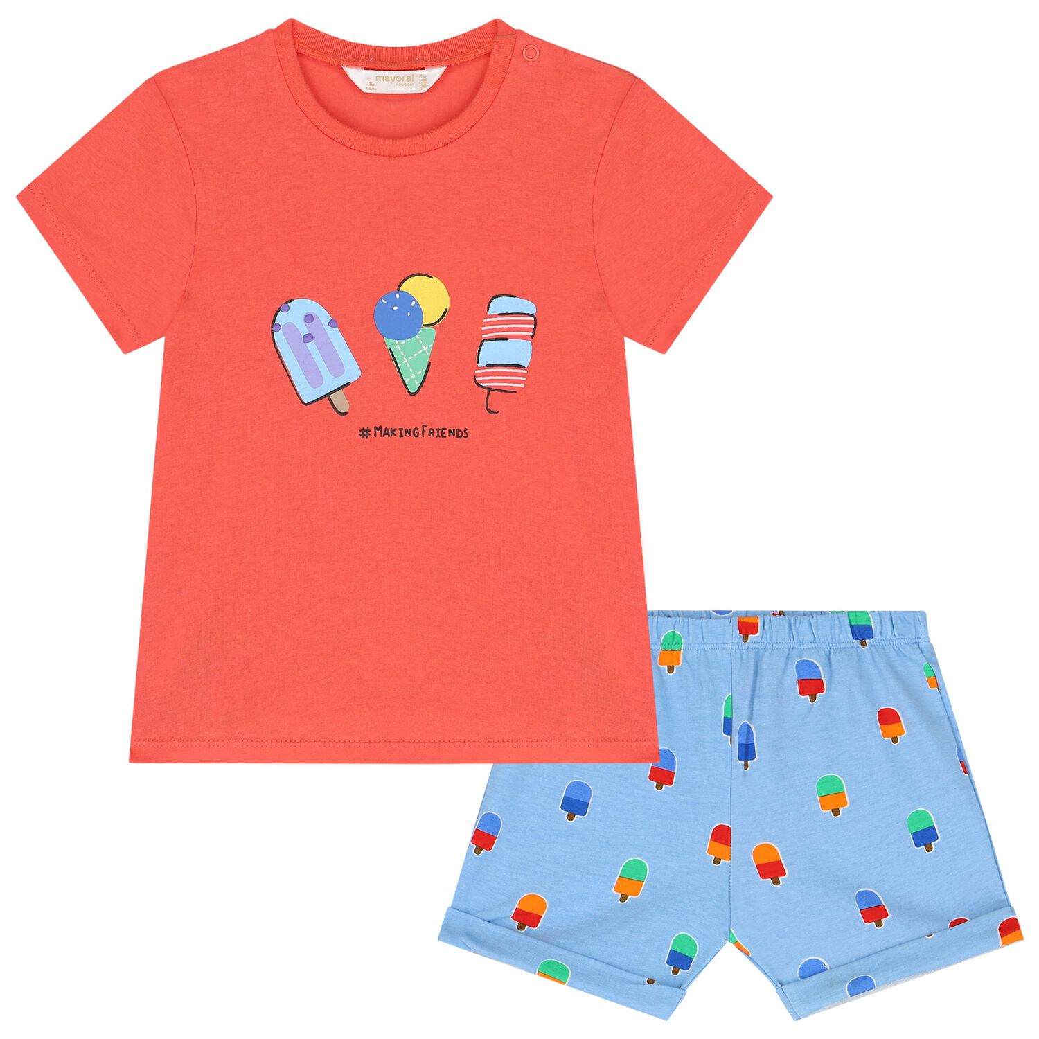 Baby Boys Red & Blue Shorts Set, 1, hi-res image number null