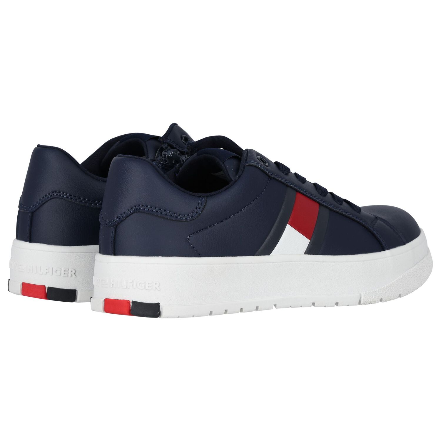 Boys Navy Blue Logo Trainers, 2, hi-res