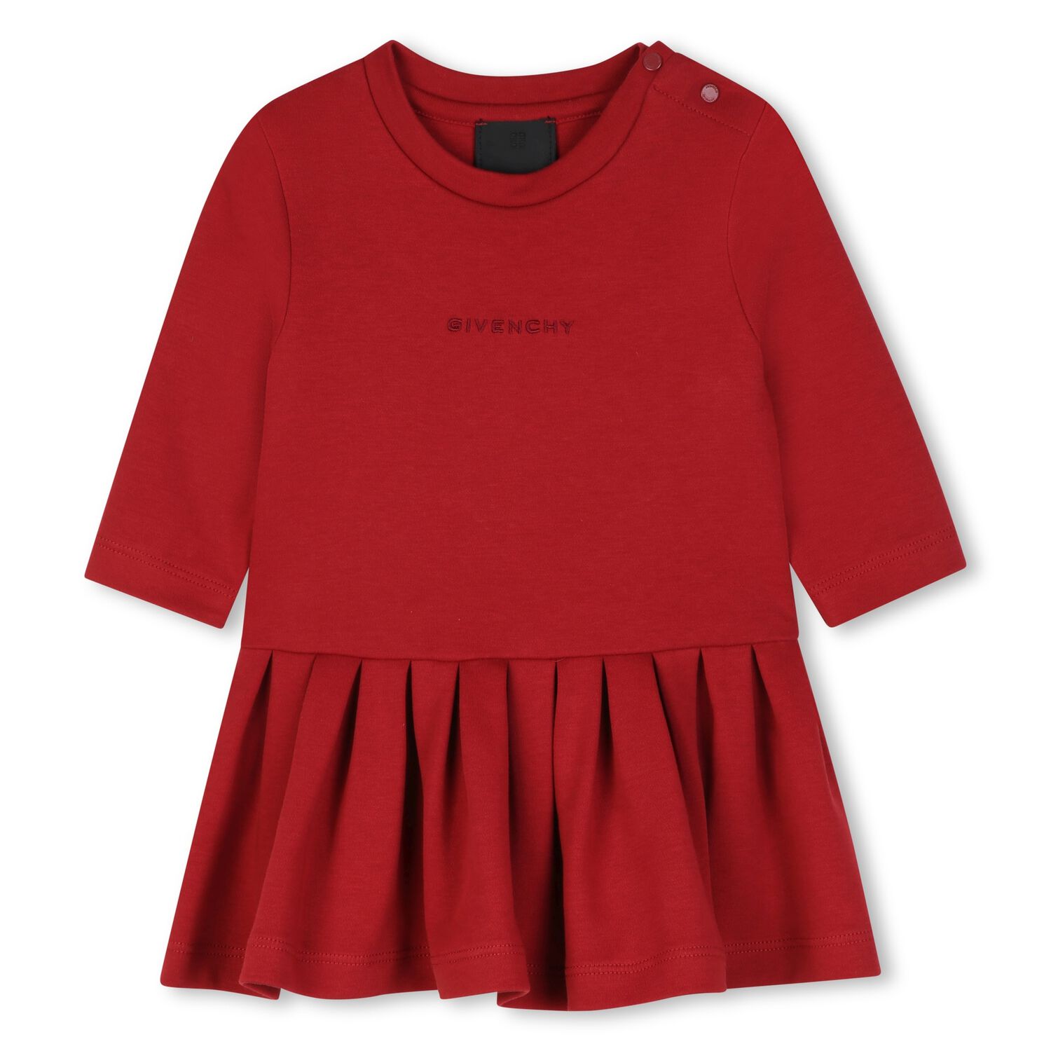 Younger Girls Red Pleated Logo Dress, 1, hi-res