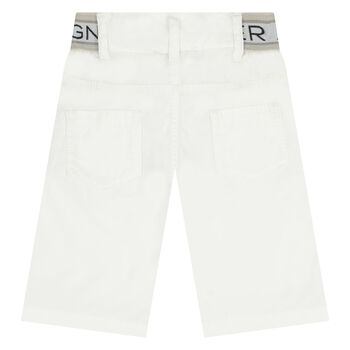 Younger Boys White Logo Shorts