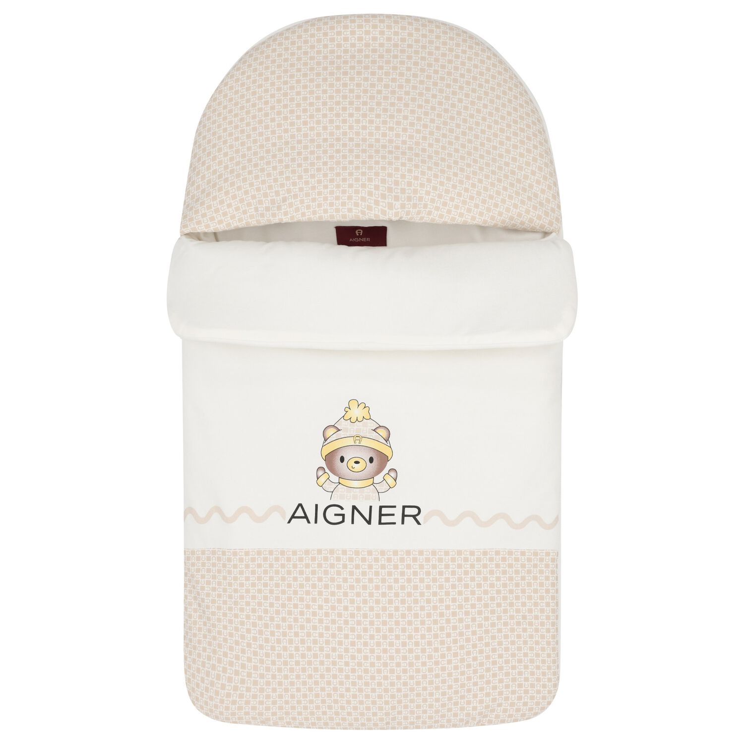 Ivory & Beige Teddy Bear Logo Baby Nest, 1, hi-res