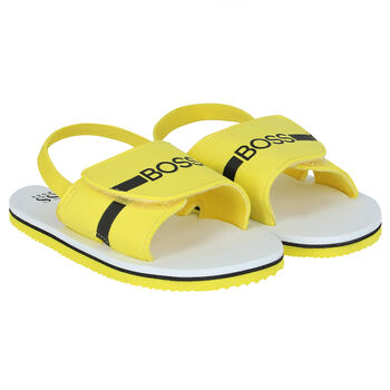 Younger Boys Yellow Logo Sandals