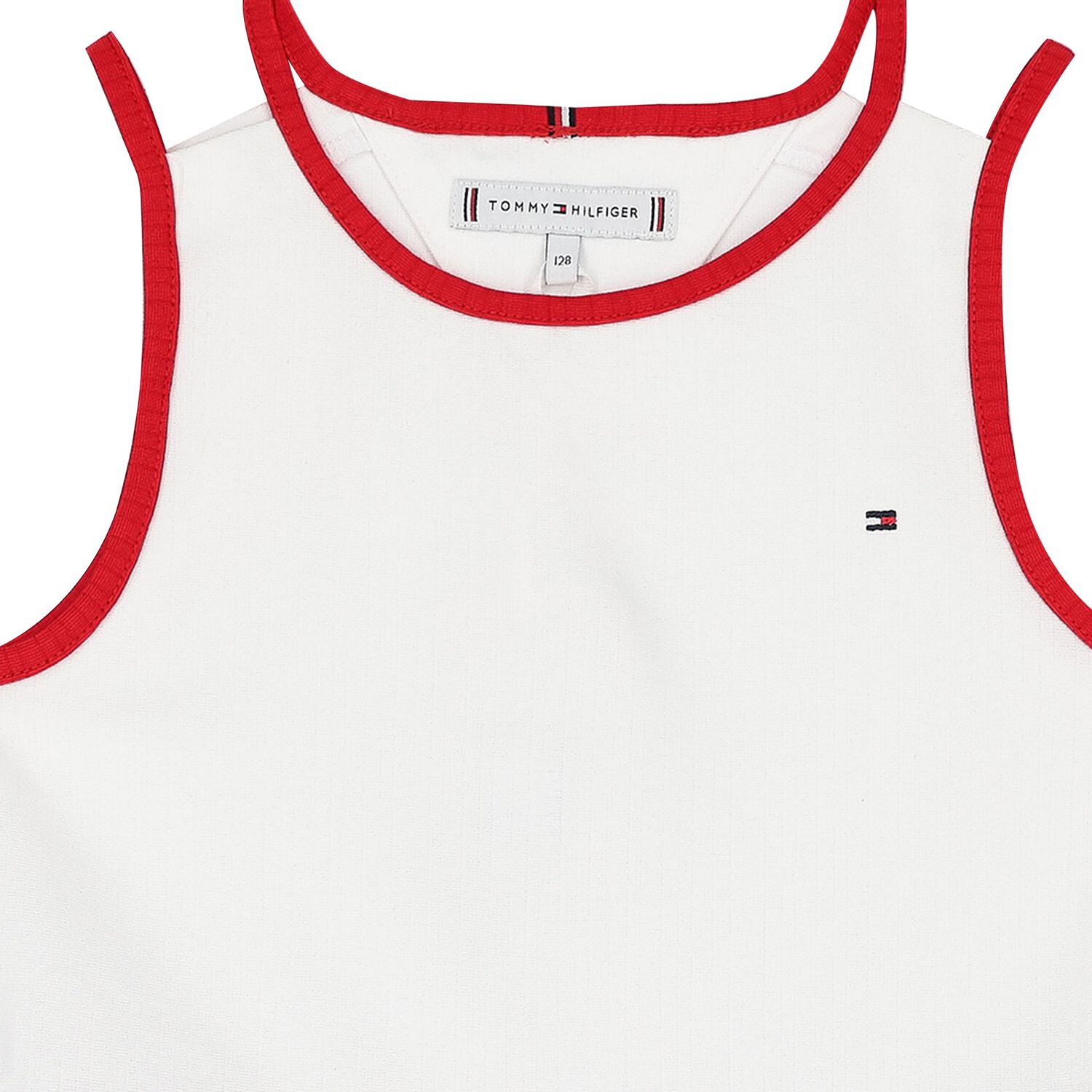 فستان سكيتر قطني أبيض للبنات, 2, hi-res