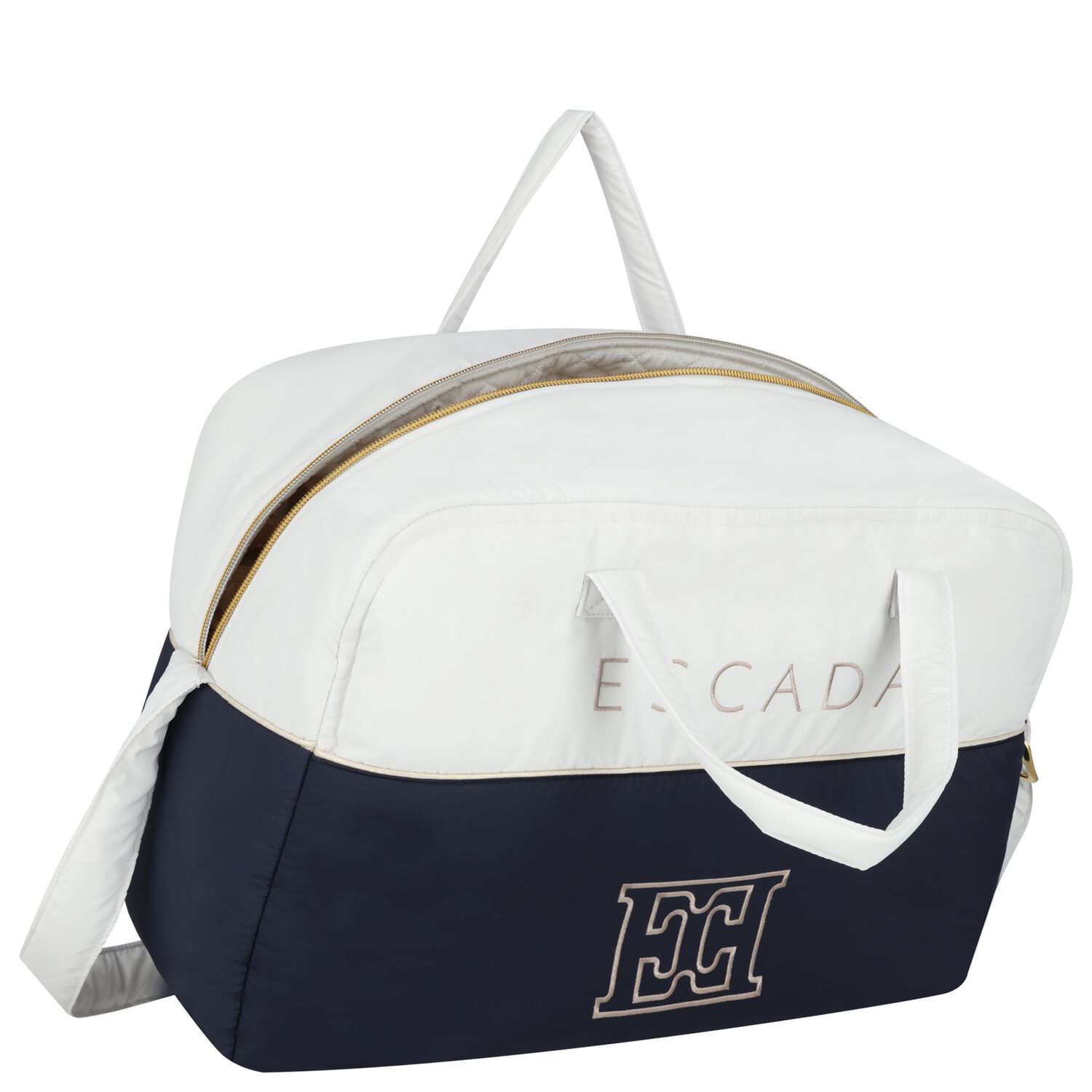 Baby Girls White & Navy Blue Logo Changing Bag, 1, hi-res