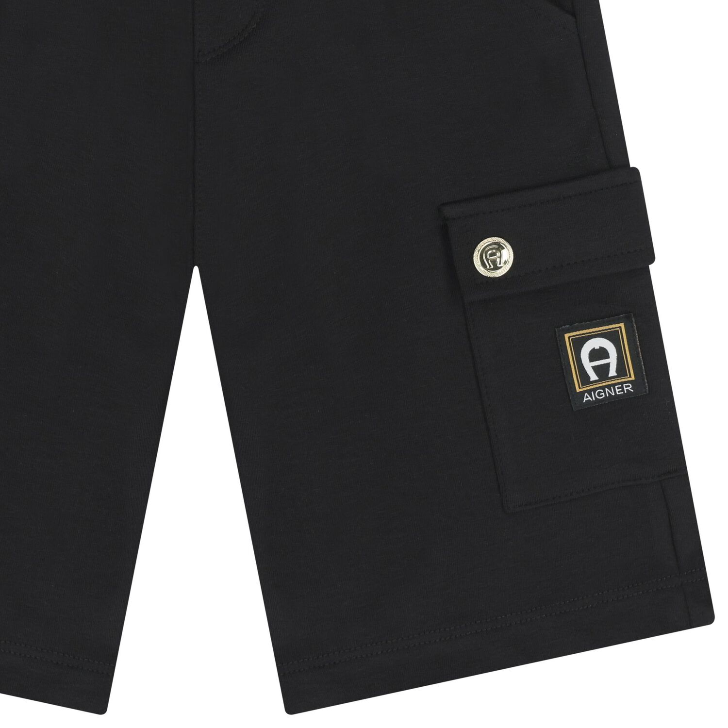 Boys Black Logo Shorts, 1, hi-res