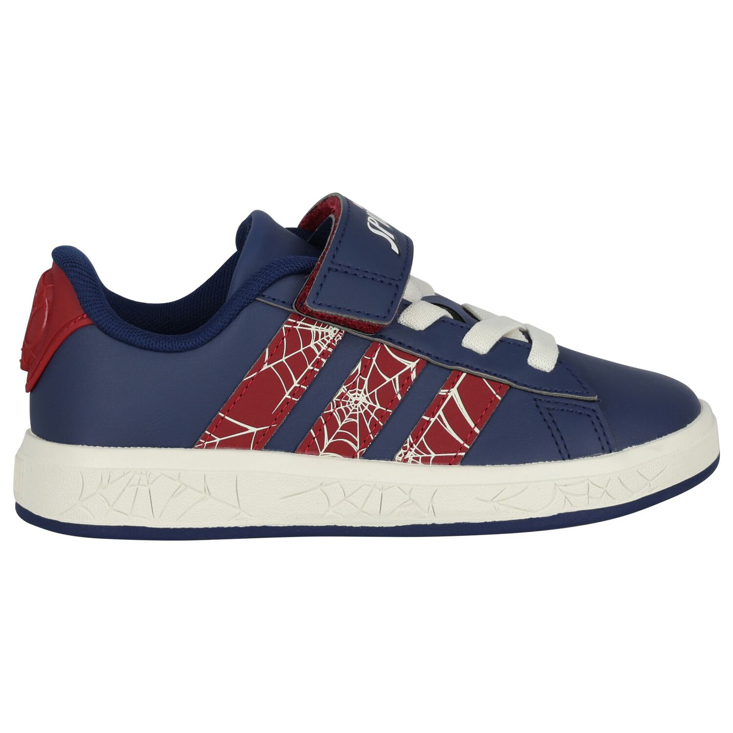 Boys Navy Blue Marvel Grand Court Trainers, 1, hi-res