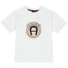 Boys White Logo T-Shirt, 1, hi-res