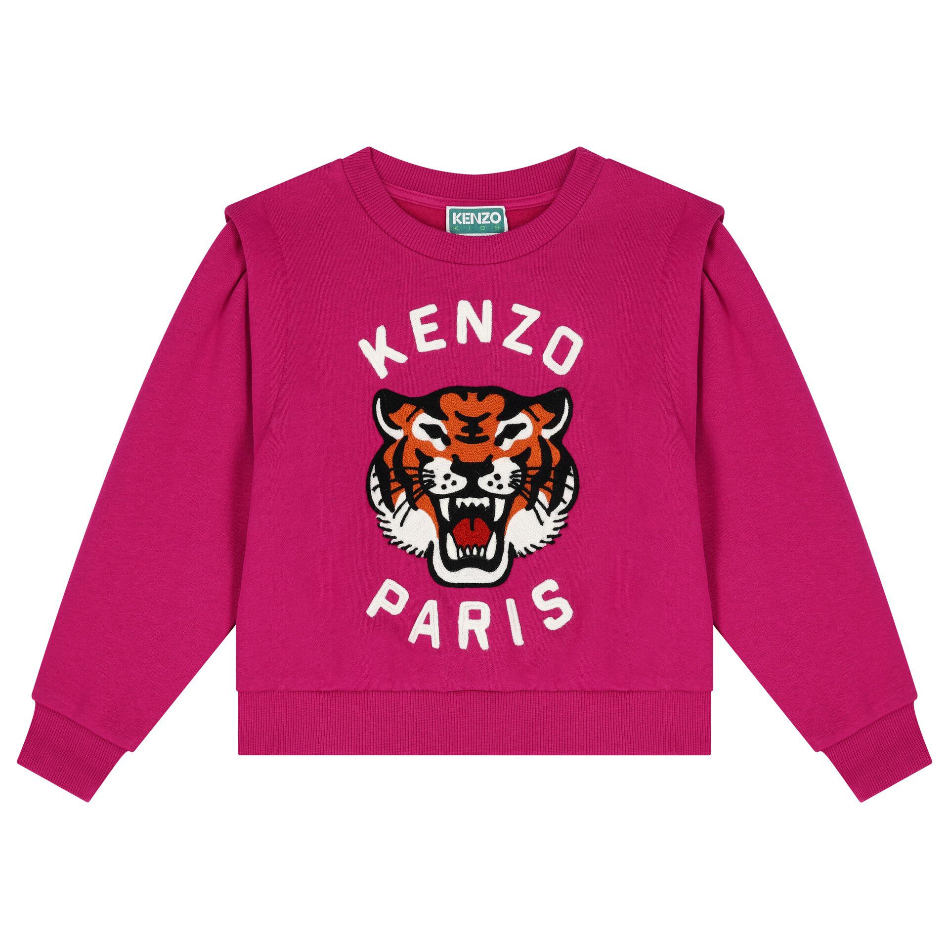 KENZO KIDS Girls Pink Lucky Tiger Logo Sweatshirt Junior Couture UAE