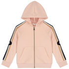 Girls Pink Logo Hooded Zip Up Top, 1, hi-res