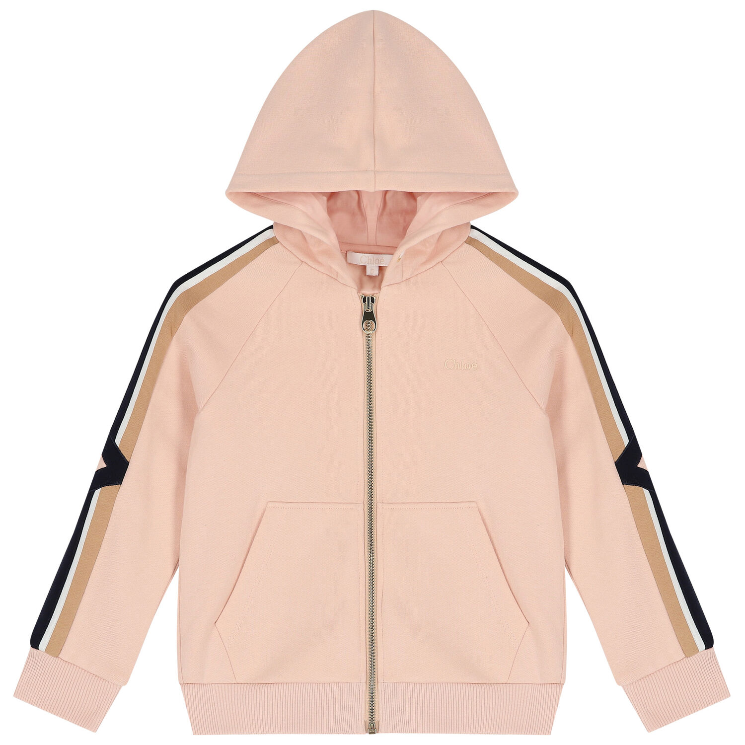 Girls Pink Logo Hooded Zip Up Top, 1, hi-res
