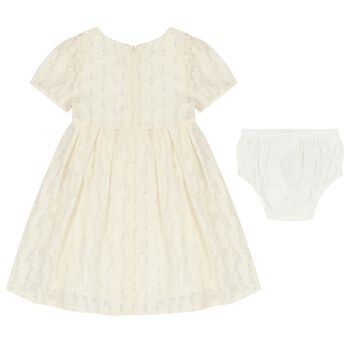 Younger Girls Ivory Jacquard Chiffon Dress Set