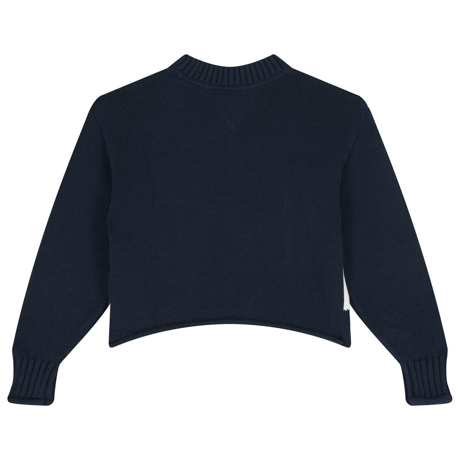 Girls Navy Blue Logo Knitted Sweater, 1, hi-res