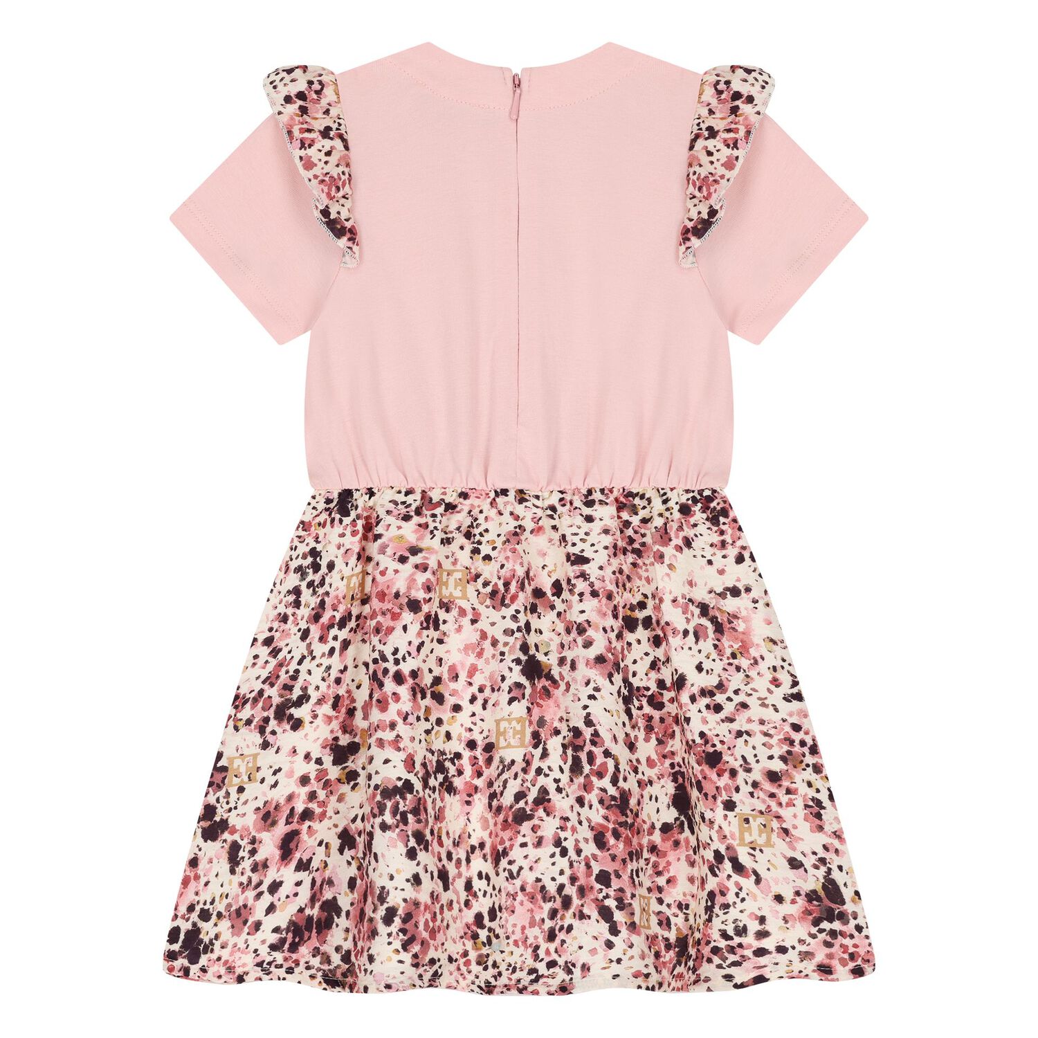 Younger Girls Pink Logo Ruffled Dress, 2, hi-res