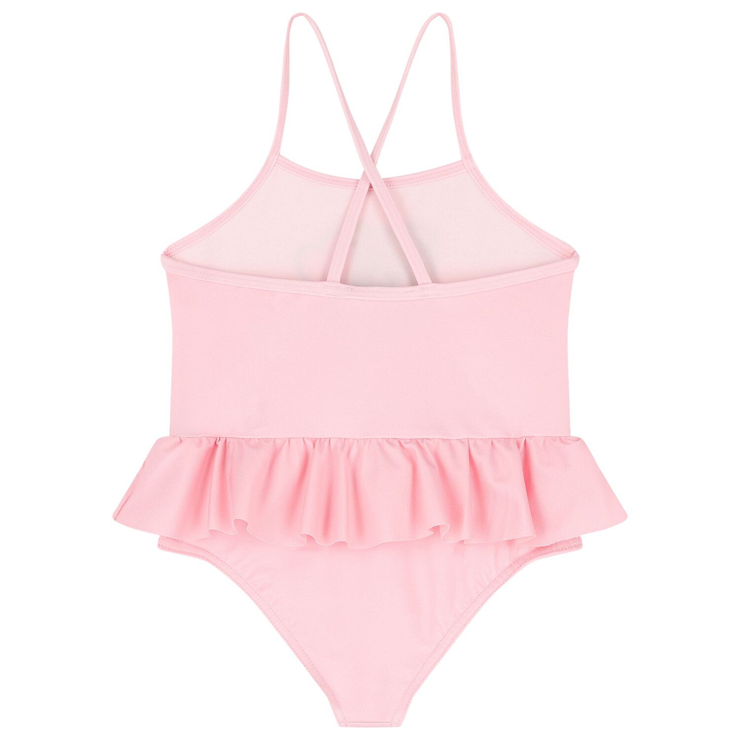 Younger Girls Pink Teddy Bear Ruffled Swimsuit, 1, hi-res image number null