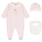 Baby Girls Ivory & Pink Logo Babygrow Gift Set, 2, hi-res