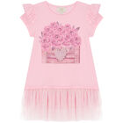 Girls Pink Embellished Flower Leggings Set, 1, hi-res