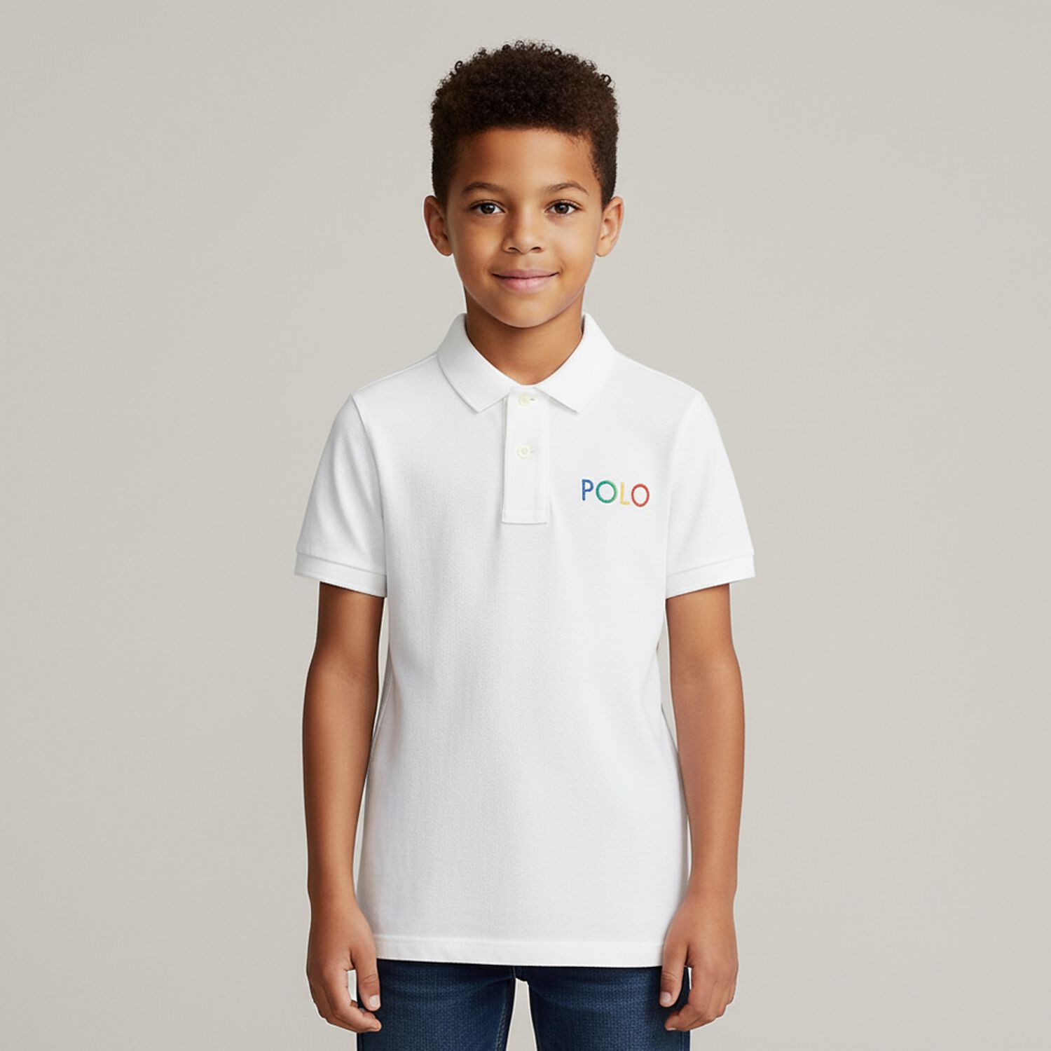 Boys White Logo Polo Shirt, 1, hi-res image number null