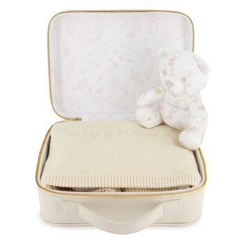 White & Beige Toile de Jouy Baby Gift Set