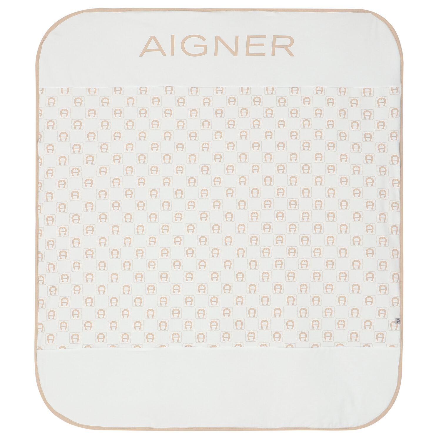 White & Beige Logo Baby Blanket, 1, hi-res image number null