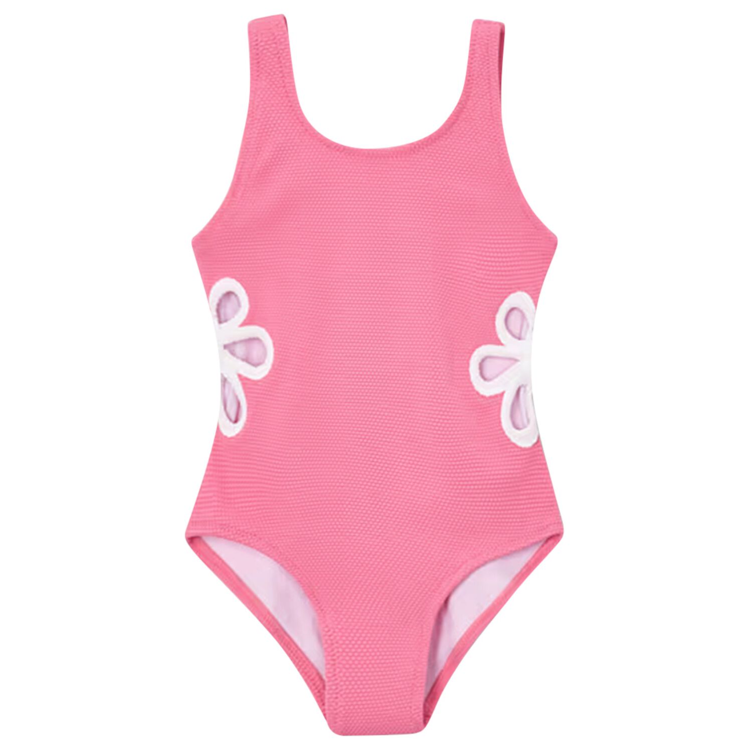 Girls Pink Flower Swimsuit, 1, hi-res