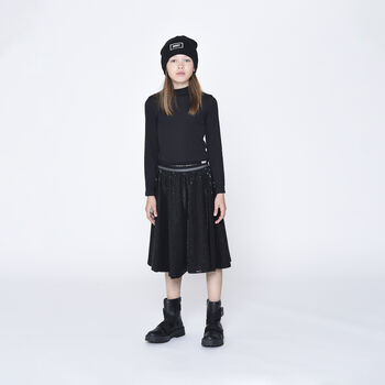 Girls Black Logo Sequin Skirt