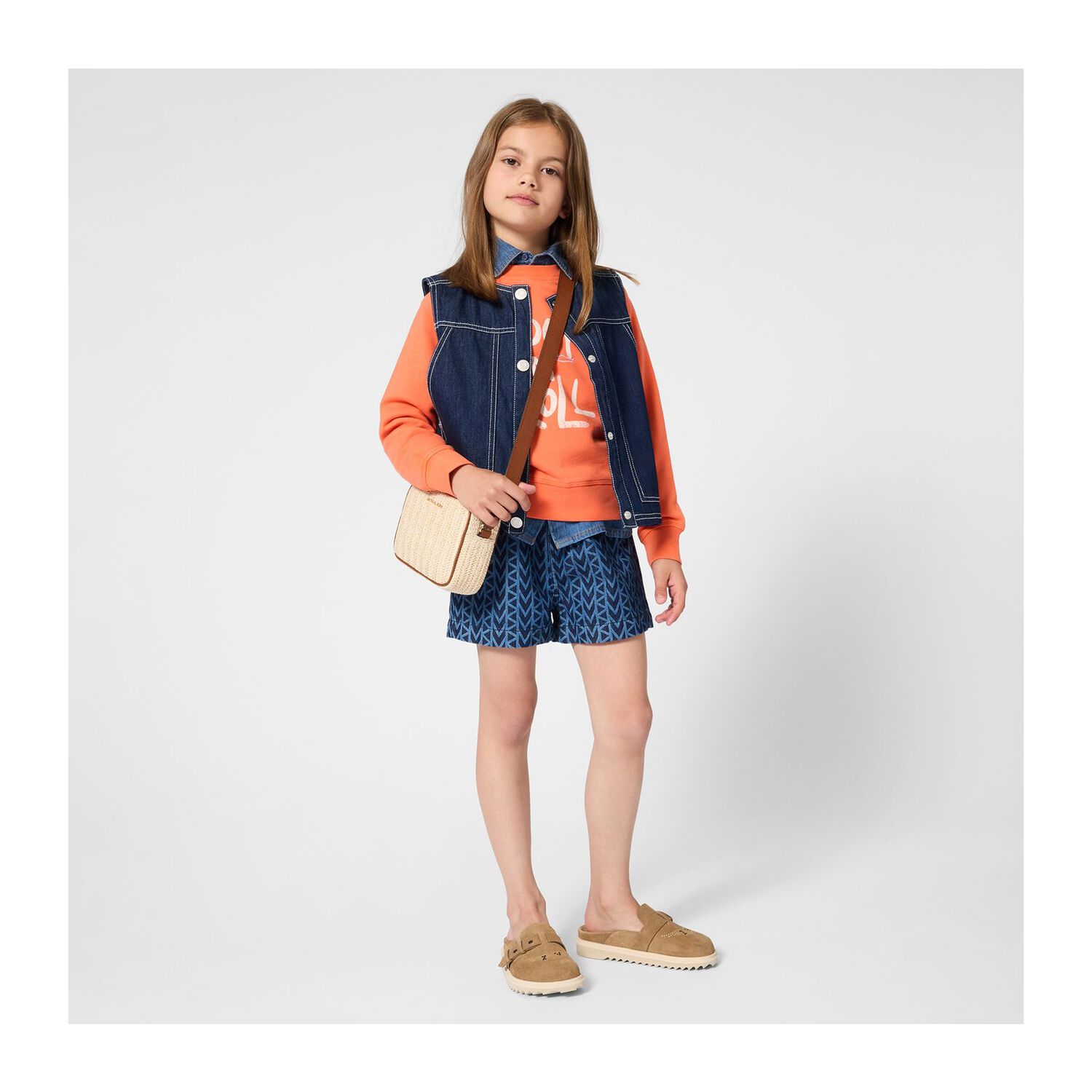 Girls Blue Logo Shorts, 1, hi-res