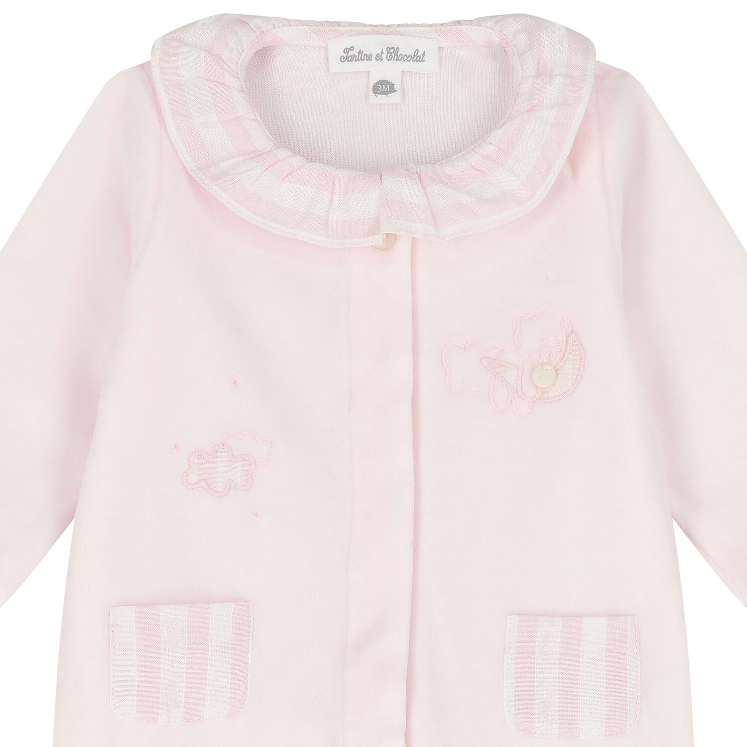 Baby Girls Pink Striped Collar Babygrow, 3, hi-res