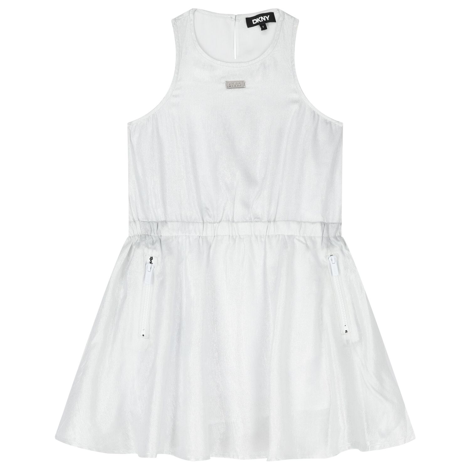 فستان بنات بالشعار باللون الفضي, 1, hi-res