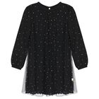 Girls Black Rhinestone Tulle Dress, 1, hi-res