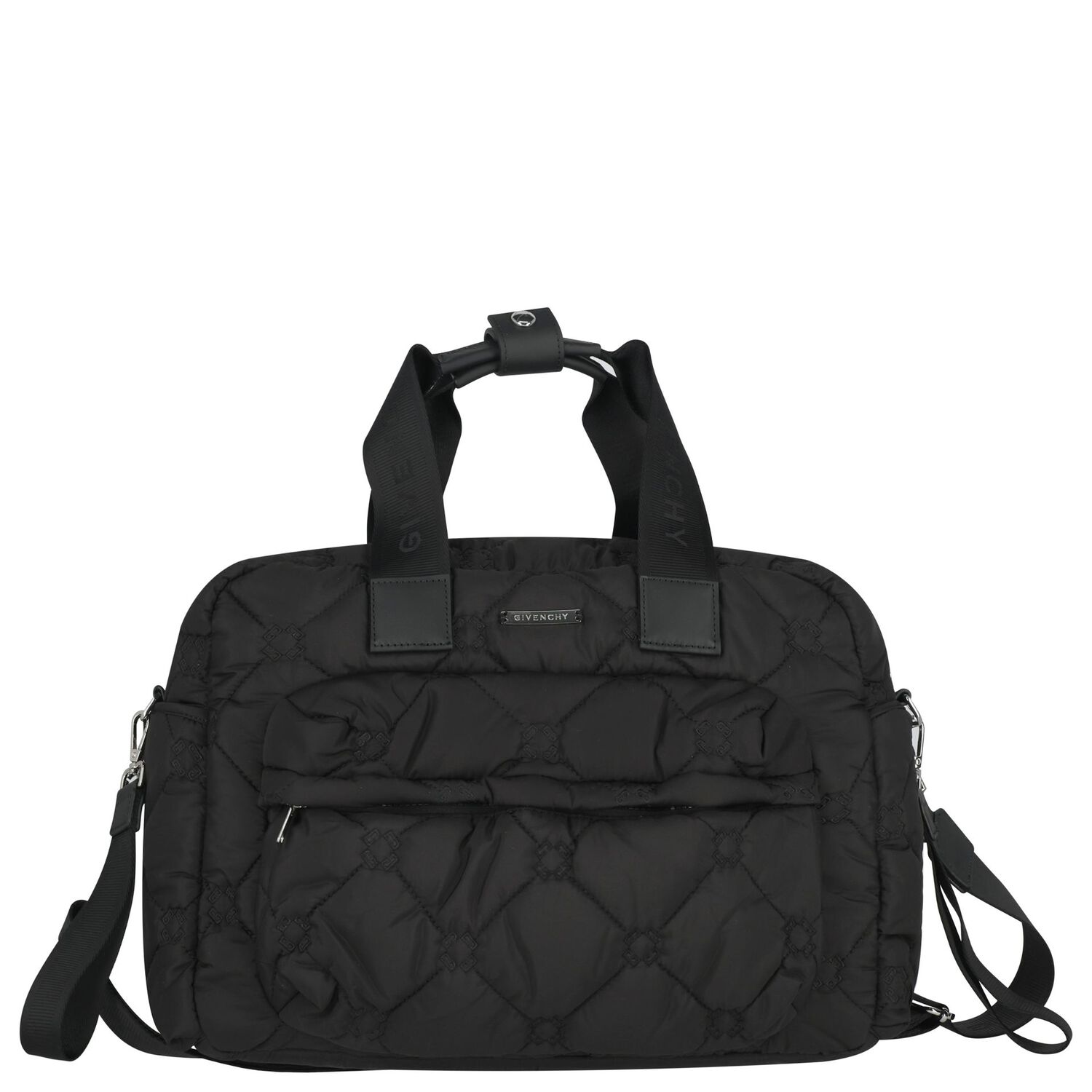 Black Logo Quilted Baby Changing Bag, 1, hi-res