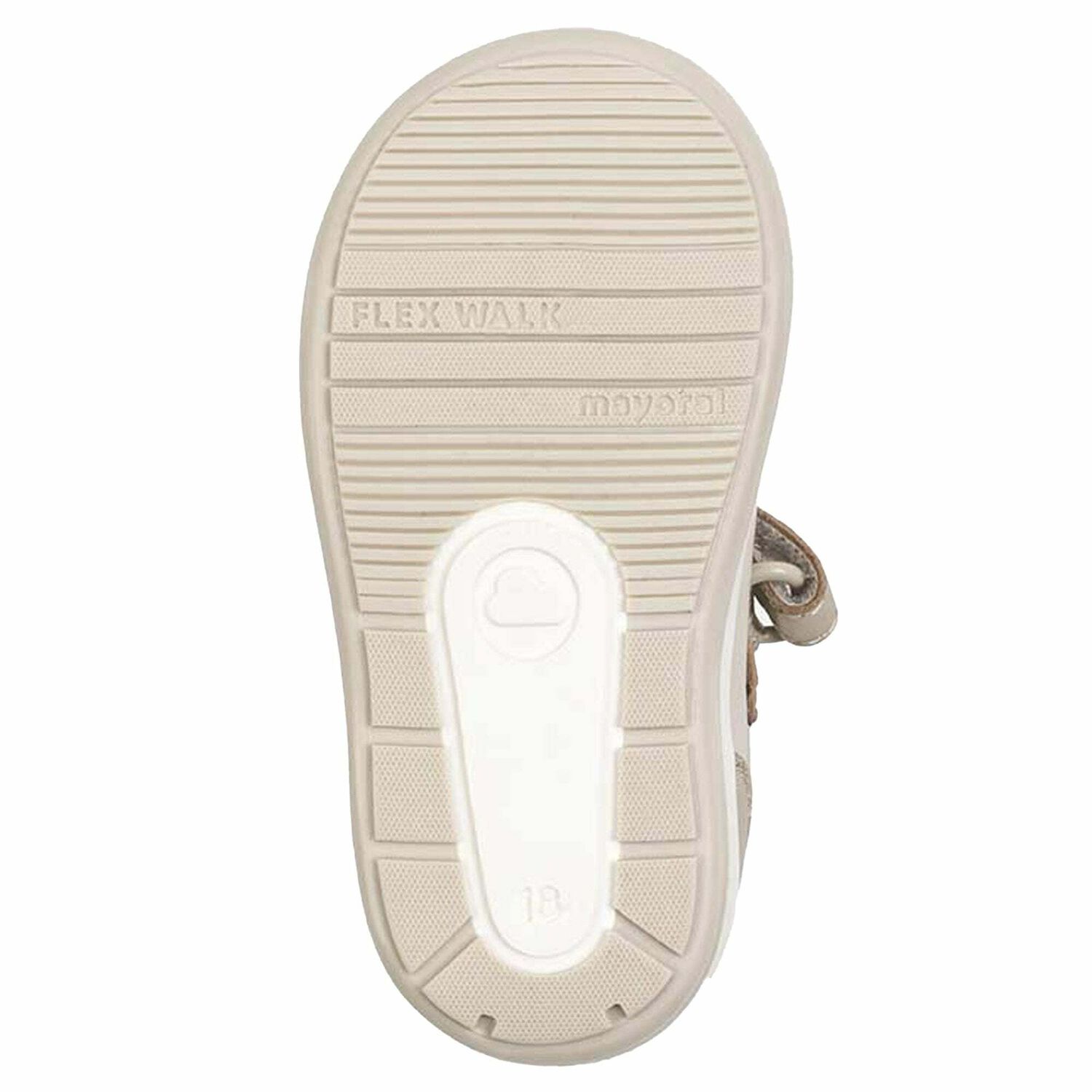 حذاء جلد باللون البيج والذهبي للبنات, 1, hi-res