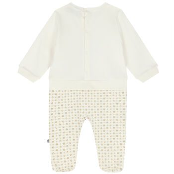 Ivory & Gold Pima Cotton Logo Babygrow