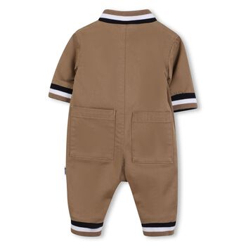 Baby Boys Beige Logo Romper