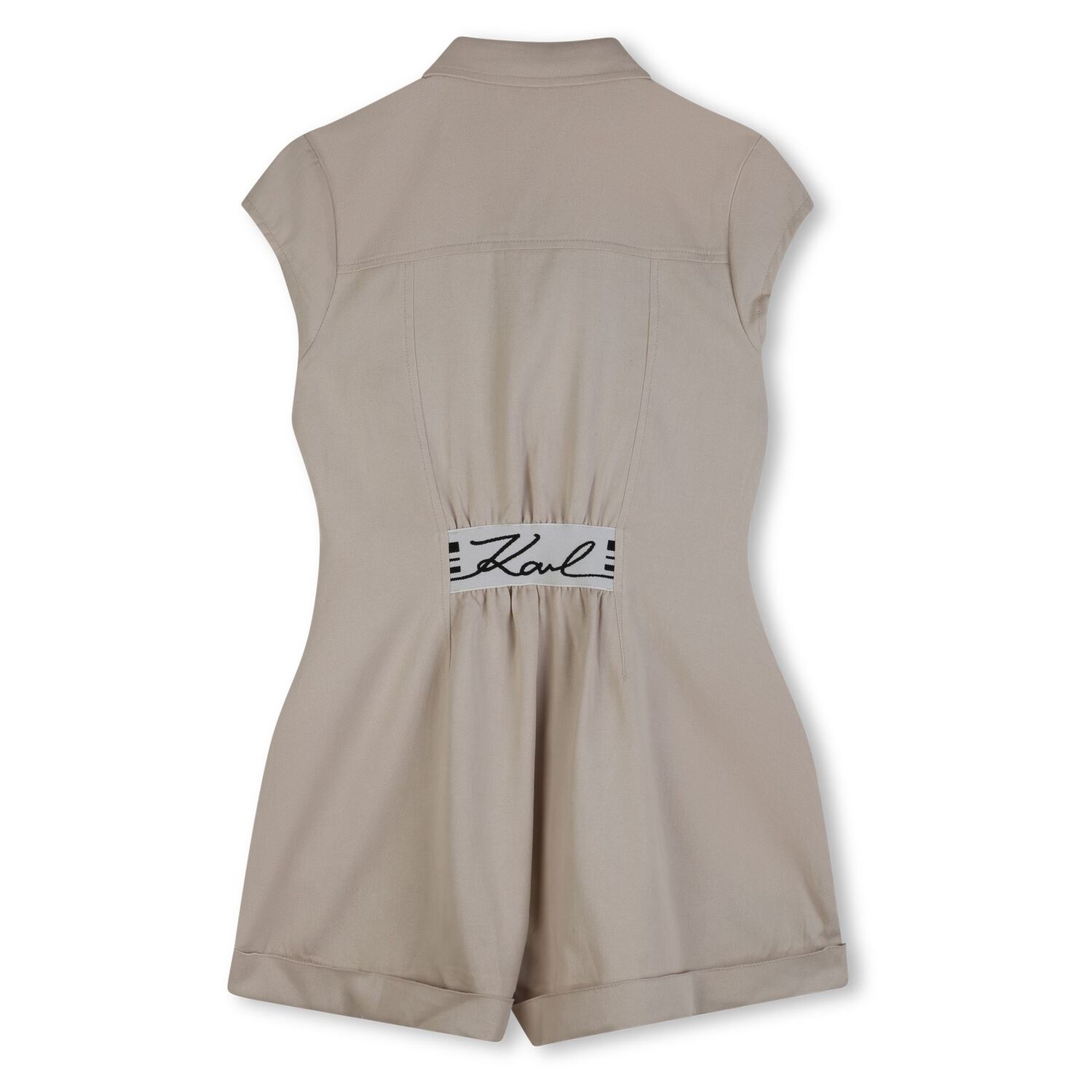 Girls Beige Logo Playsuit, 1, hi-res