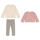 Younger Girls Beige & Pink Legging Set, 2, hi-res