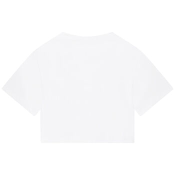 Girls White & Pink Logo T-Shirt
