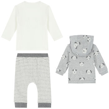 Baby Boys Grey & White 3 Piece Tracksuit
