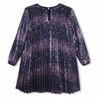 Girls Navy Blue Embellished Pleated Dress, 1, hi-res