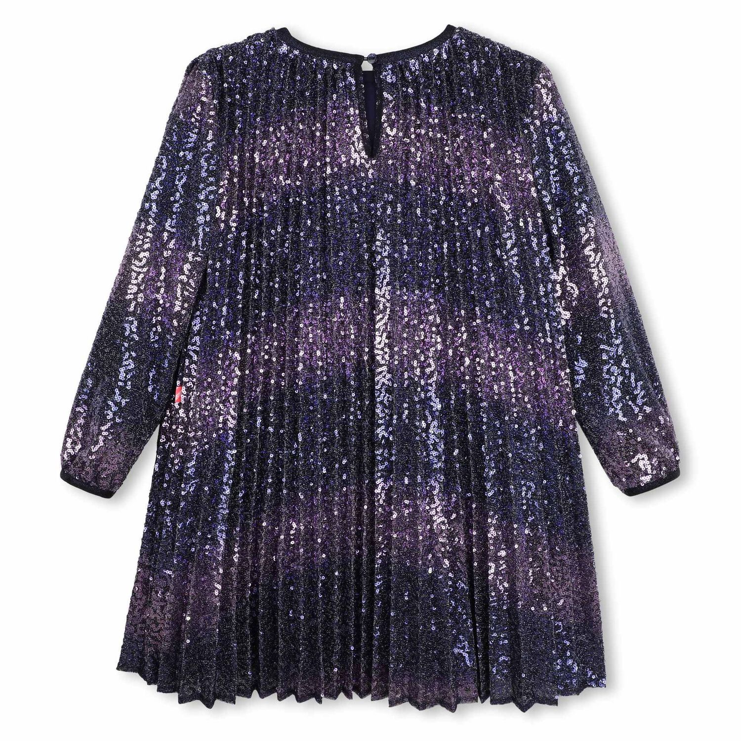 Girls Navy Blue Embellished Pleated Dress, 1, hi-res