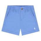 Baby Boys Blue Cotton Shorts, 1, hi-res