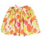 Girls White & Orange Cherry Skirt Set, 1, hi-res