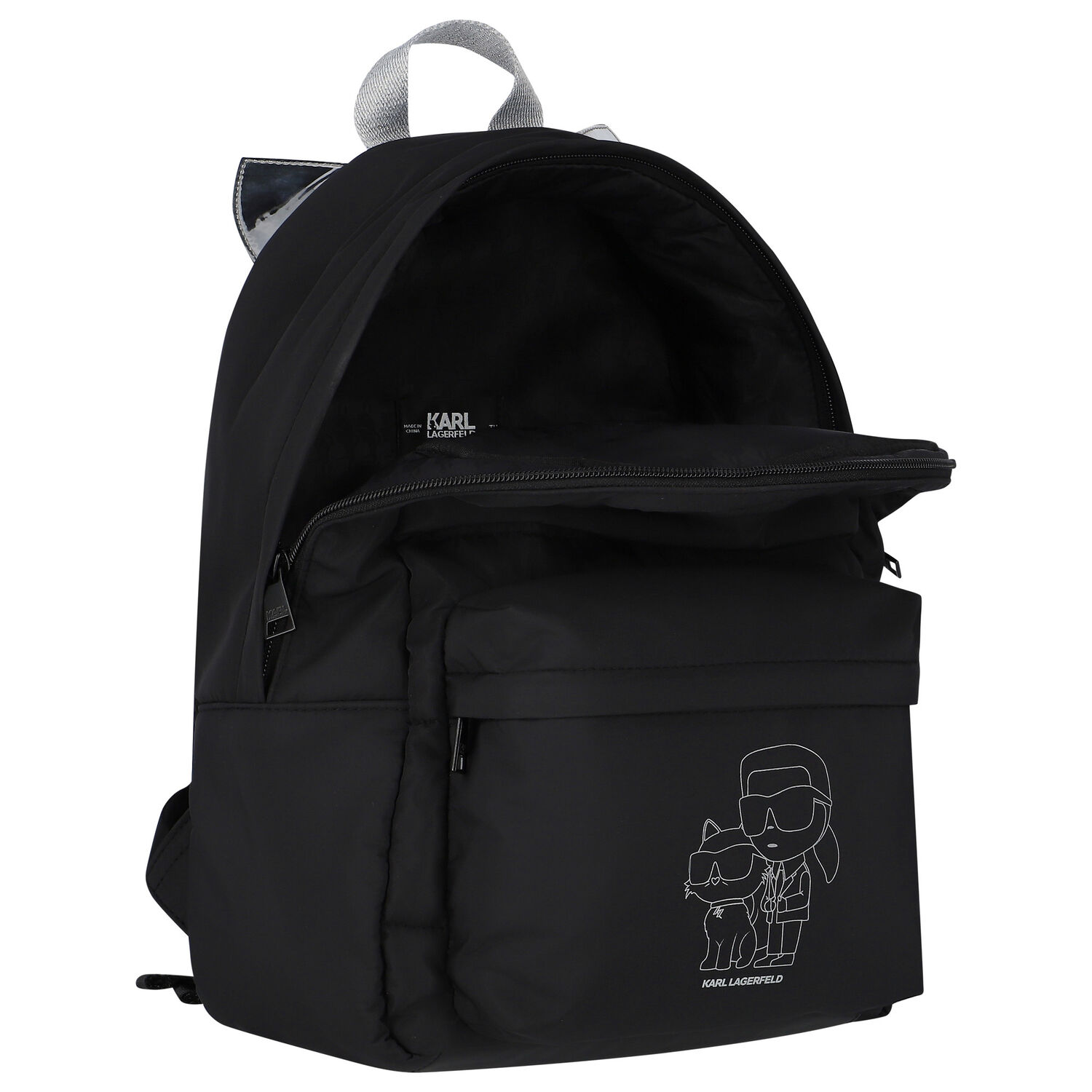 Girls Black Logo Backpack, 1, hi-res