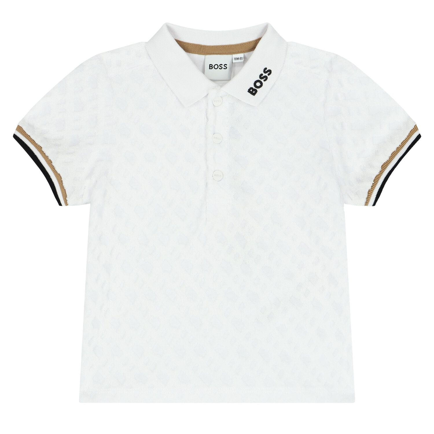 Baby Boys White & Beige Logo Shorts Set, 1, hi-res