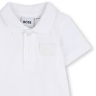 Baby Boys White Logo Romper, 1, hi-res