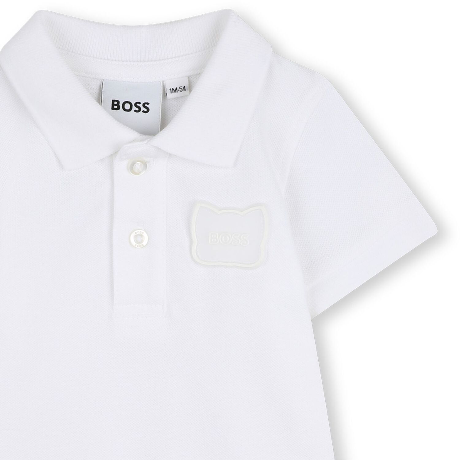 Baby Boys White Logo Romper, 1, hi-res