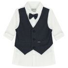 Boys Navy Blue & White Trousers Set, 1, hi-res